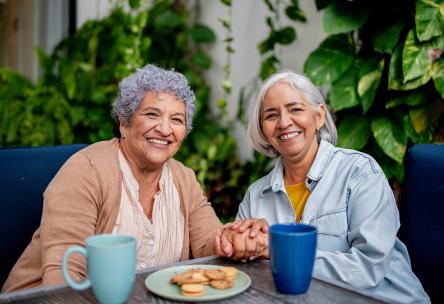 Two women smiling
