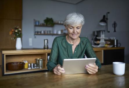 Woman looking at ipad